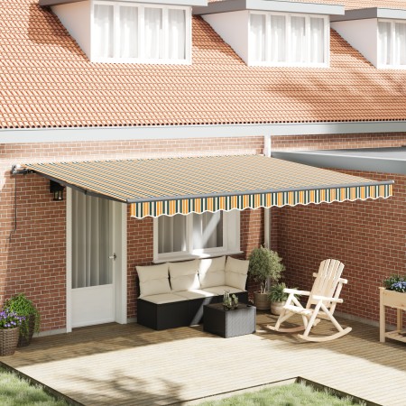 Toldo manual retráctil verde y amarillo 450x300 cm,  Tela de repuesto para toldo de 4,5x3 m verde y amarillo | Foro24.es | Tu tienda online para hogar, jardín y más Foro24.es