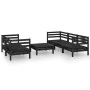 Juego de muebles de jardín 6 piezas negro madera maciza de pino de vidaXL, Conjuntos de jardín - Ref: Foro24-3082476, Precio:...