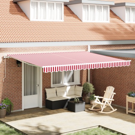 Toldo retráctil automático Rayas Rojas y Blancas 450x350 cm | Foro24.es | Tu tienda online para hogar, jardín y más Foro24.es