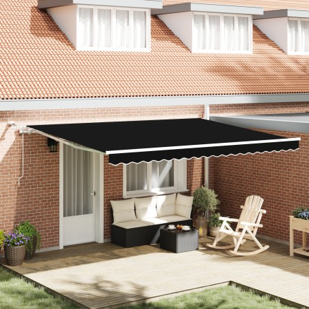 Toldo Retráctil Automático  con LED Negro 450x350 cm, Toldo de Reemplazo  para Marco de 4.5x3.5 m Negro | Foro24.es | Tu tienda online para hogar, jardín y más Foro24.es