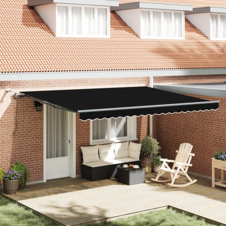 Toldo Retráctil Automático con LED Negro 450x350 cm,  Tela de Reemplazo para Toldos de 4,5x3,5 m Marco Negro | Foro24.es | Tu tienda online para hogar, jardín y más Foro24.es