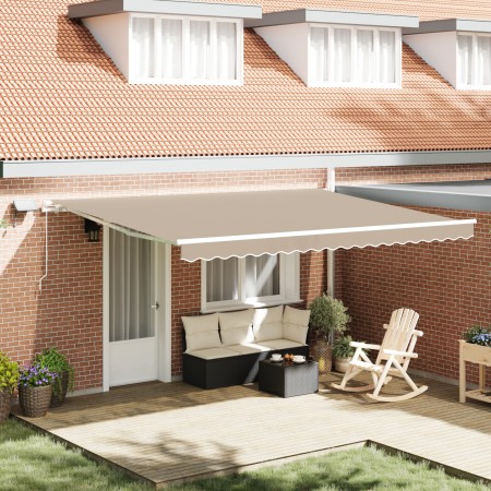 Toldo manual retráctil con LED Beige 450x350 cm,  Tela de reemplazo para toldo de 4.5x3.5 m Beige | Foro24.es | Tu tienda online para hogar, jardín y más Foro24.es