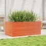 Jardinera de madera maciza de pino marrón cera 110x60x46 cm en Macetas y jardineras | Comprar online en Foru.es