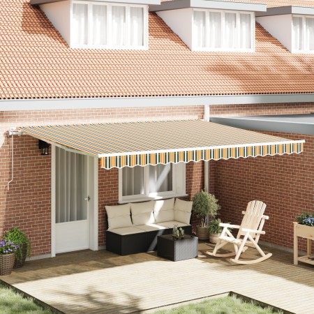Toldo Retráctil Automático Verde y Amarillo 450x350 cm,  Tela de Reemplazo para Toldo de 4,5x3,5 m Marco Verde y Amarillo | Foro24.es | Tu tienda online para hogar, jardín y más Foro24.es