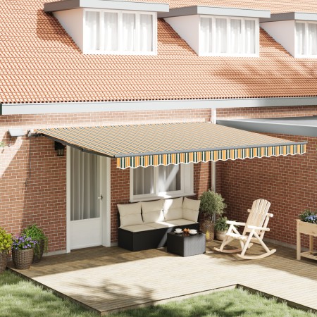 Toldo manual retráctil con LED verde y amarillo 450x350 cm, Tela de repuesto para toldo  de 4.5x3.5 m marco verde y amarillo | Foro24.es | Tu tienda online para hogar, jardín y más Foro24.es