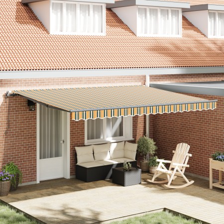 Toldo Retráctil Automático Verde y Amarillo 450x350 cm,  Tela de Repuesto para Toldo de 4.5x3.5 m Marco Verde y Amarillo | Foro24.es | Tu tienda online para hogar, jardín y más Foro24.es