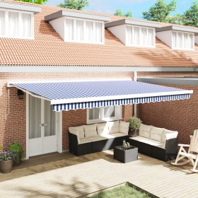 Comprar Toldo Retráctil Automático Azul y Blanco