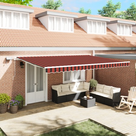 Toldo Retráctil Manual con LED en Naranja y Marrón, 500x300 cm | Foro24.es | Tu tienda online para hogar, jardín y más Foro24.es