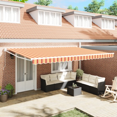 Toldo retráctil manual Naranja y Blanco 500x300 cm | Foro24.es | Tu tienda online para hogar, jardín y más Foro24.es