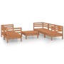 Juego muebles de jardín 6 pzas madera maciza pino marrón miel de vidaXL, Conjuntos de jardín - Ref: Foro24-3082475, Precio: 3...