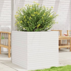 Jardinera de madera maciza de pino blanca 70x70x68,5 cm en Macetas y jardineras | Comprar online en Foru.es