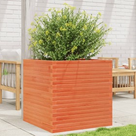 Jardinera de madera maciza de pino marrón cera 70x70x68,5 cm en Macetas y jardineras | Comprar online en Foru.es