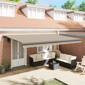 Toldo Retráctil Manual Beige 500x300 cm, Tela de reemplazo para Toldo de 5x3 m Beige de , Toldos - Ref: Foro24-3331347, Preci...