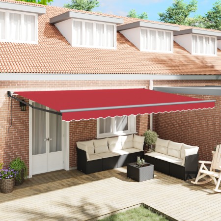 Toldo Retráctil Automático  Rojo 500x300 cm, Tela de Reemplazo para Toldo  5x3 m Rojo | Foro24.es | Tu tienda online para hogar, jardín y más Foro24.es