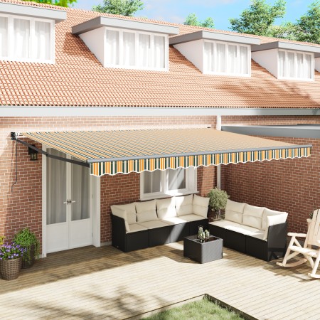 Toldo Retráctil Automático  Verde y Amarillo 500x300 cm, Tela de Repuesto para Toldo  para Marco de 5x3 m Verde y Amarillo | Foro24.es | Tu tienda online para hogar, jardín y más Foro24.es