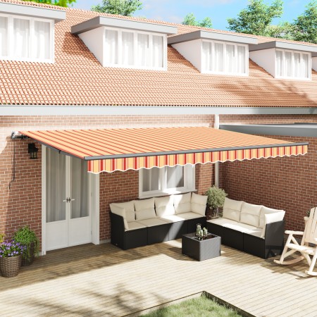 Toldo retráctil manual amarillo y naranja 500x350 cm | Foro24.es | Tu tienda online para hogar, jardín y más Foro24.es