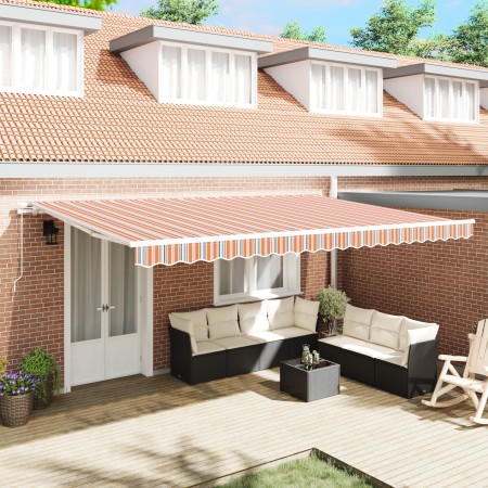Toldo Retráctil Manual Rayas Multicolores 500x350 cm de , Toldos - Ref: Foro24-3331501, Precio: 407,78 €, Descuento: %