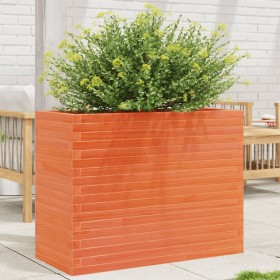 Jardinera madera maciza de pino marrón cera 90x40x68,5 cm en Macetas y jardineras | Comprar online en Foru.es