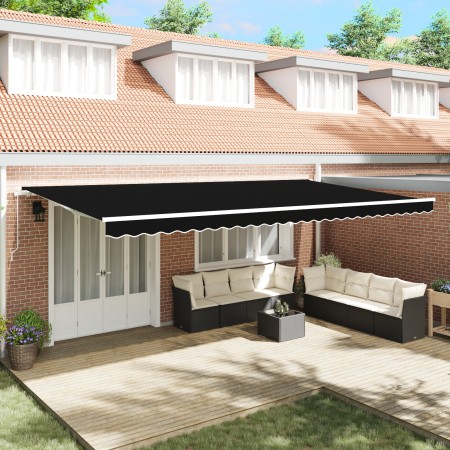 Toldo Retráctil Manual  Negro 600x300 cm, Tela de Repuesto para Toldo  para Estructura de 6x3 m Negra | Foro24.es | Tu tienda online para hogar, jardín y más Foro24.es