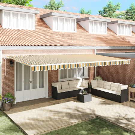 Toldo Retráctil Automático  Verde y Amarillo 600x300 cm, Tela de reemplazo para toldo  de 6x3 m Verde y Amarillo | Foro24.es | Tu tienda online para hogar, jardín y más Foro24.es