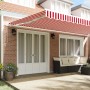 Toldo retráctil manual rayas rojas y blancas 600x350 cm | Foro24.es | Tu tienda online para hogar, jardín y más Foro24.es
