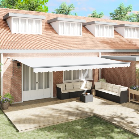 Toldo Retráctil Automático  con LED Blanco 600x350 cm, Tela de Repuesto para Toldo  6x3.5 m Blanco | Foro24.es | Tu tienda online para hogar, jardín y más Foro24.es