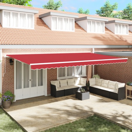 Toldo Retráctil Manual Rojo 600x350 cm, Tela de recambio para toldo  para marco de 6x3.5 m Rojo | Foro24.es | Tu tienda online para hogar, jardín y más Foro24.es