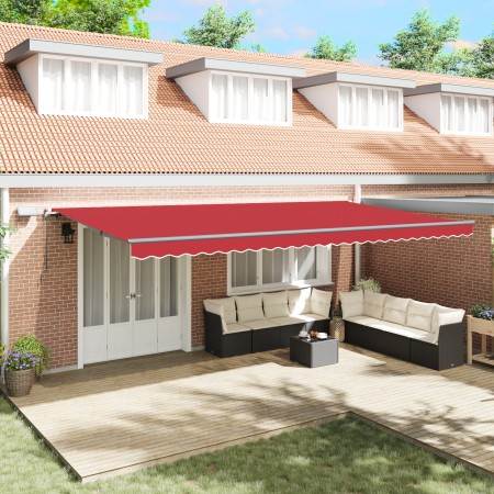 Toldo Retráctil Manual  con LED Rojo 600x350 cm, Tela de reemplazo para toldo  para marco de 6x3.5 m Rojo | Foro24.es | Tu tienda online para hogar, jardín y más Foro24.es