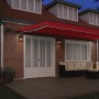 Toldo Retráctil Manual  con LED Rojo 600x350 cm, Tela de reemplazo para toldo  para marco de 6x3.5 m Rojo | Foro24.es | Tu tienda online para hogar, jardín y más Foro24.es