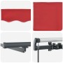 Toldo Retráctil Manual  con LED Rojo 600x350 cm, Tela de reemplazo para toldo  para marco de 6x3.5 m Rojo | Foro24.es | Tu tienda online para hogar, jardín y más Foro24.es