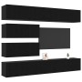 Juego de 10 Piezas de Muebles para TV - Madera Elaborada de Roble Negro Montada en la Pared | Foro24.es | Tu tienda online para hogar, jardín y más Foro24.es