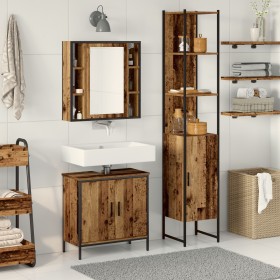 Juego de Muebles de Baño de 3 Piezas en Madera Trabajada de Color Madera Vieja de , Muebles de baño - Ref: Foro24-3332554, Pr...