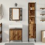 Juego de Muebles de Baño de 3 Piezas en Madera Trabajada de Color Madera Vieja de , Muebles de baño - Ref: Foro24-3332554, Pr...