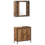 Juego de Muebles de Baño de 3 Piezas en Madera Trabajada de Color Madera Vieja de , Muebles de baño - Ref: Foro24-3332554, Pr...