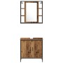 Juego de Muebles de Baño de 3 Piezas en Madera Trabajada de Color Madera Vieja de , Muebles de baño - Ref: Foro24-3332554, Pr...