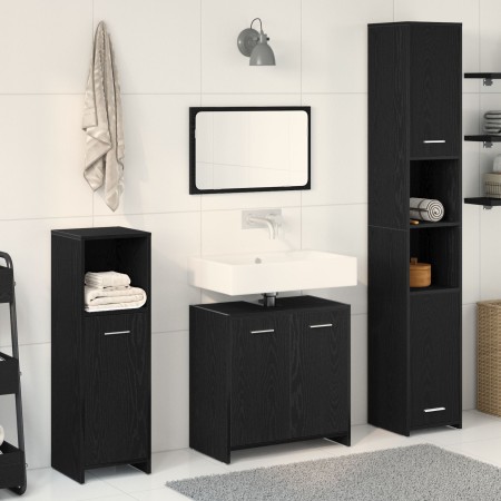 Conjunto de muebles de baño de 4 piezas en roble negro de madera de ingeniería | Foro24.es | Tu tienda online para hogar, jardín y más Foro24.es