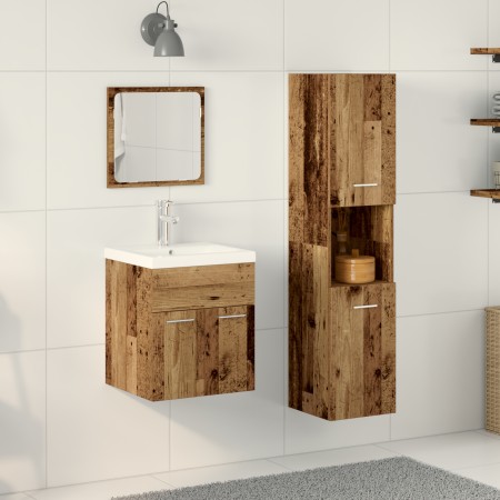 Juego de muebles de baño de 4 piezas - Madera contrachapada de madera vieja | Foro24.es | Tu tienda online para hogar, jardín y más Foro24.es