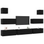 Conjunto de mueble de TV de 7 piezas Montado en la Pared Roble Negro Madera Trabajada | Foro24.es | Tu tienda online para hogar, jardín y más Foro24.es