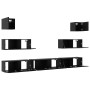 Conjunto de mueble de TV de 7 piezas Montado en la Pared Roble Negro Madera Trabajada | Foro24.es | Tu tienda online para hogar, jardín y más Foro24.es
