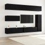 Juego de muebles para TV de 7 piezas montado en la pared de roble negro y madera elaborada | Foro24.es | Tu tienda online para hogar, jardín y más Foro24.es