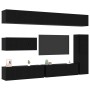 Juego de muebles para TV de 7 piezas montado en la pared de roble negro y madera elaborada | Foro24.es | Tu tienda online para hogar, jardín y más Foro24.es