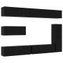 Juego de muebles para TV de 7 piezas montado en la pared de roble negro y madera elaborada | Foro24.es | Tu tienda online para hogar, jardín y más Foro24.es