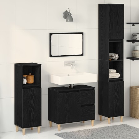 Juego de Gabinetes de Baño de 3 Piezas Roble Negro Madera Elaborada de , Muebles de baño - Ref: Foro24-3333086, Precio: 201,9...