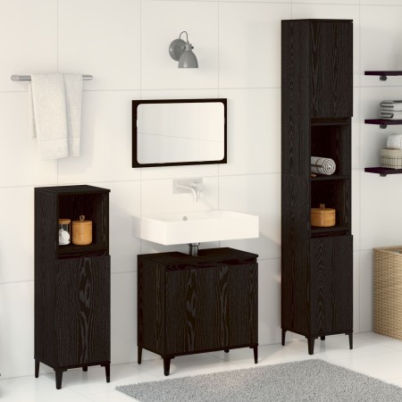 Conjunto de Muebles de Baño de 3 Piezas Roble Negro Madera de Calidad de , Muebles de baño - Ref: Foro24-3333089, Precio: 184...