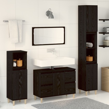 Juego de Muebles de Baño de 3 Piezas en Roble Negro de Madera Elaborada | Foro24.es | Tu tienda online para hogar, jardín y más Foro24.es