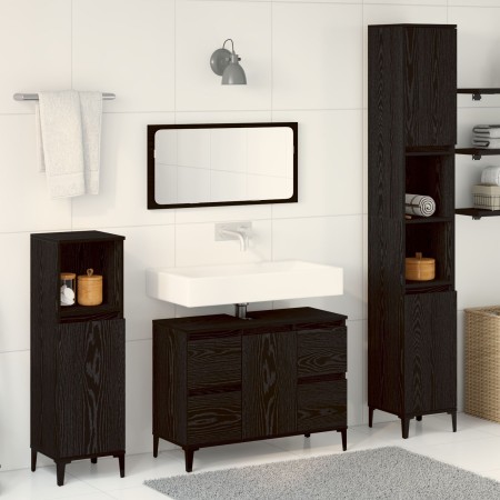 Juego de Muebles de Baño de 3 Piezas Roble Negro Madera Elaborada de , Muebles de baño - Ref: Foro24-3333091, Precio: 235,04 ...