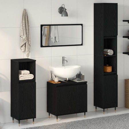 Conjunto de Muebles de Baño de 3 Piezas Roble Negro Madera de Alta Calidad de , Muebles de baño - Ref: Foro24-3333098, Precio...