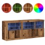 Aparador con luces LED Madera Vieja 162x37x67 cm Madera Ingeniera de , Aparadores - Ref: Foro24-3333110, Precio: 179,15 €, De...