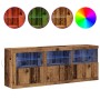 Aparador con Luces LED Madera Envejecida 181.5x37x67 cm Madera Ingenierizada de , Aparadores - Ref: Foro24-3333111, Precio: 1...