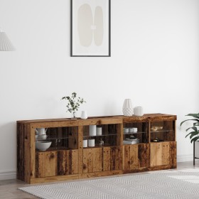 Aparador con Luces LED Madera Vieja 202x37x67 cm de , Aparadores - Ref: Foro24-3333112, Precio: 211,23 €, Descuento: %